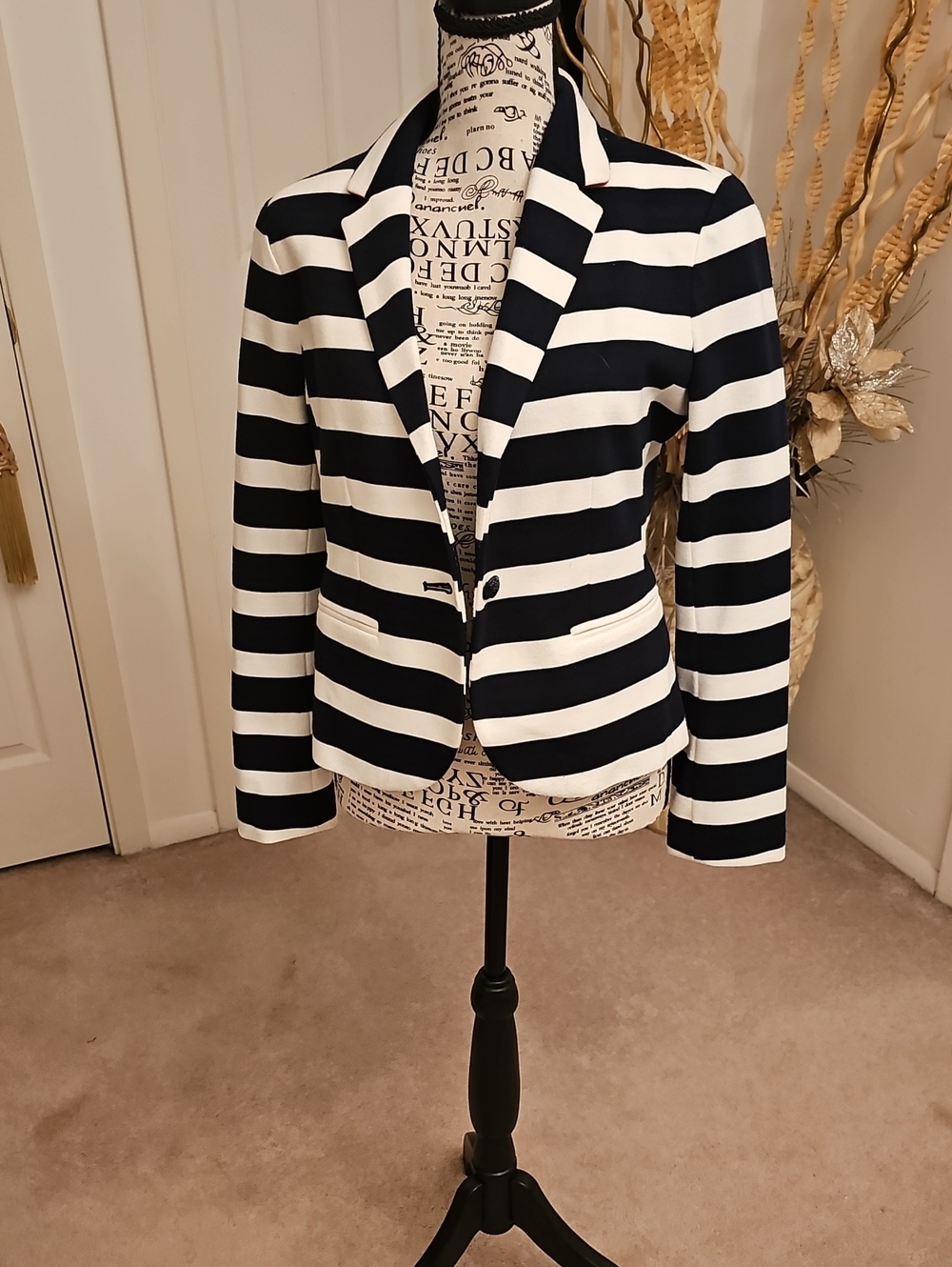 GAP Black & White Striped Women’s Blazer